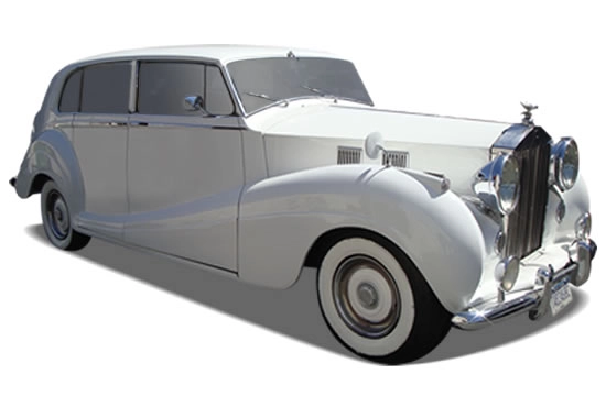 Classic Rolls-Royce vintage limousine for elegant wedding and event transportation.
