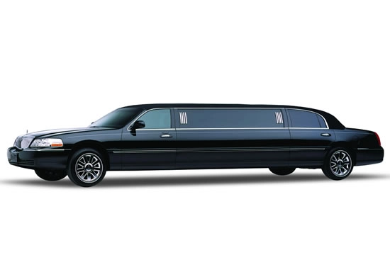 Black stretch limousine for executive and special event transportation.