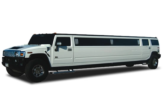 White Hummer stretch limousine for weddings, proms, and parties.