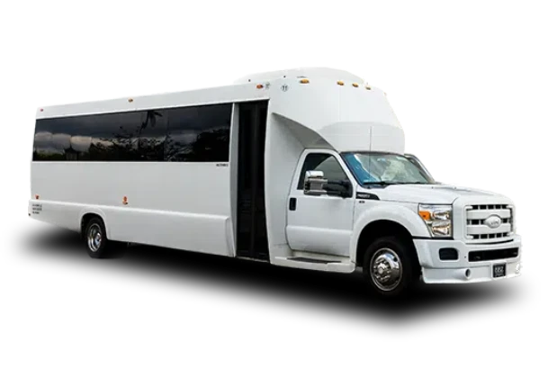 30 PASSENGER WHITE LUXURY LIMO BUS